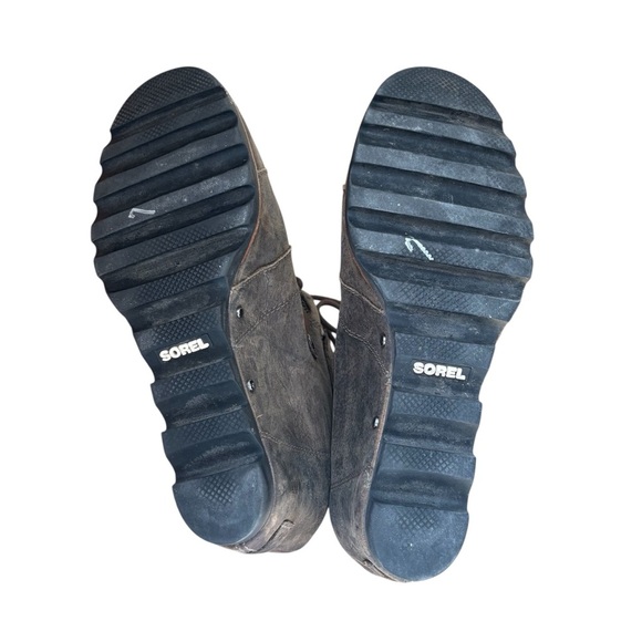 Sorel Joan Of Arctic Wedge Boots Women's 10 Distressed Brown Leather Lace Up - Picture 6 of 7